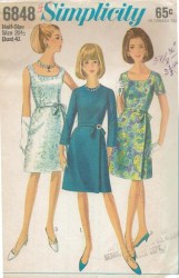 6848 1966 HALF SIZE A-DRESS SLVS OR NOT PATTERN 24.5,45 B